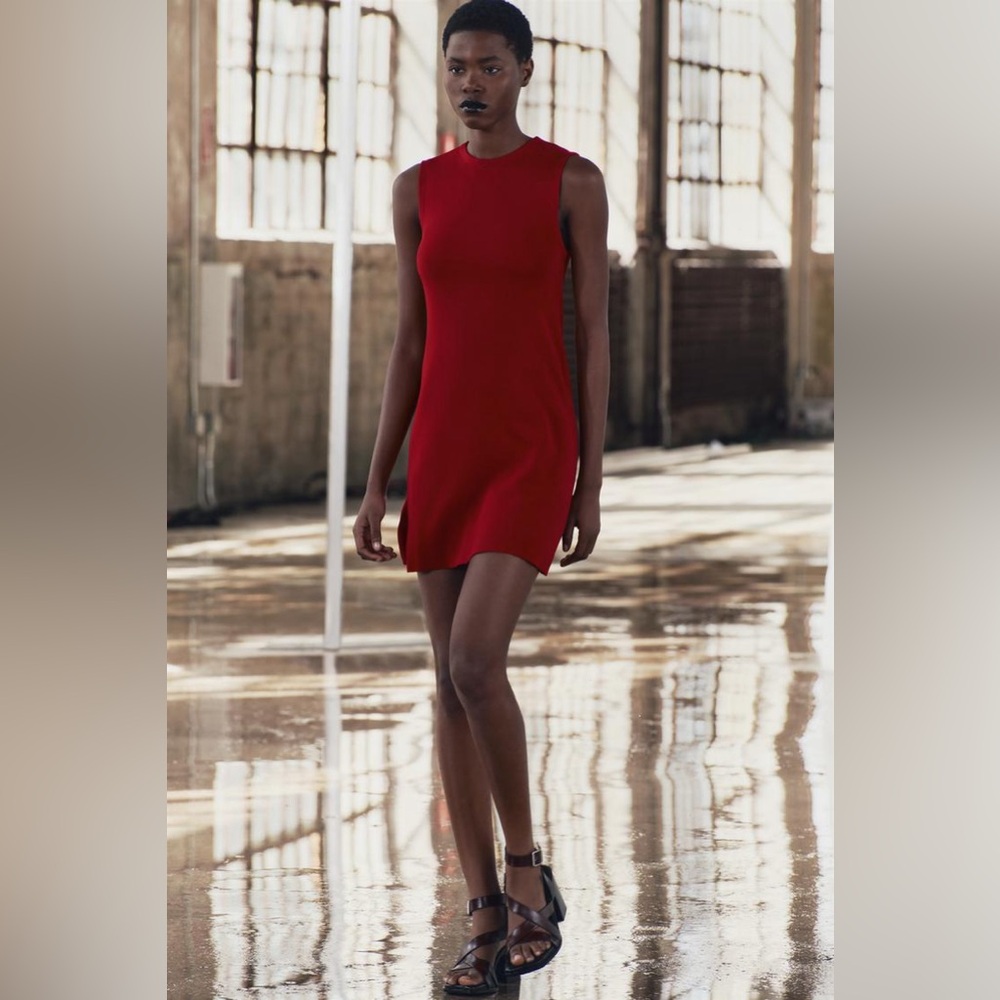 ZARA PLAIN KNIT MINI DRESS - Picture 4 of 11